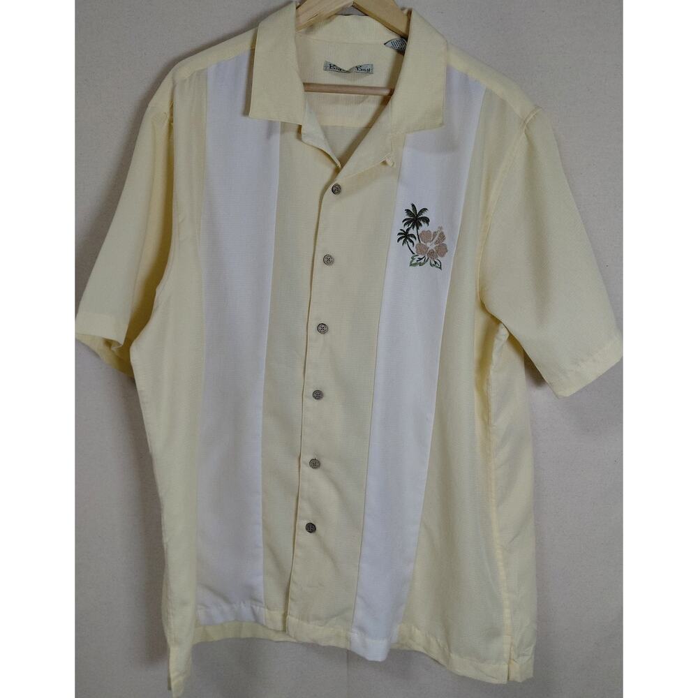 Batak Bay Yellow Button-Up Shirt Solid Short Sleeve Size XL